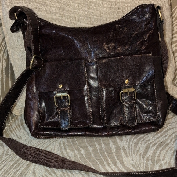 Rowallan Dark BrownLeather Crossbody